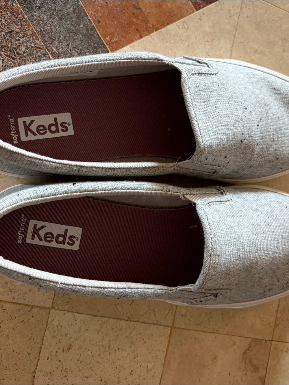 Keds Kids Slip-On Sneakers in Light Gray Canvas